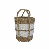 Panier en jonc de mer, Blanc/Beige - XS