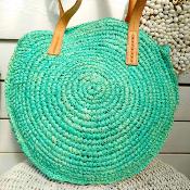 Sac Dacota rond en raphia turquoise