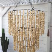 Lustre - suspension "Mona" en perles de bois