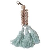 Porte-clés, pompons turquoises - 20 cm