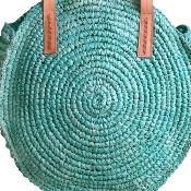 Sac Dacota rond en raphia turquoise