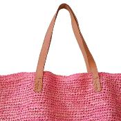 Sac Franca en raphia basique rose