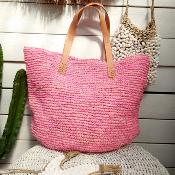 Sac Franca en raphia basique rose