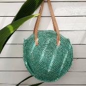 Sac Dacota rond en raphia turquoise