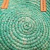 Sac Dacota rond en raphia turquoise