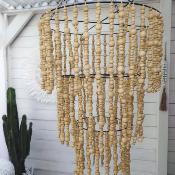 Lustre - suspension "Mona" en perles de bois